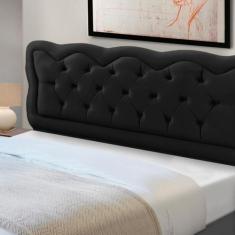 Cabeceira de Cama Box Madeira Estofada Casal Sofia - D'Julia, Preto