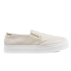 Tênis Via Uno Moda Slip On Feminino, Off white, Branco, 37