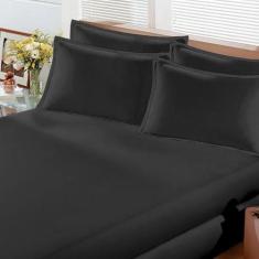 Jogo de Cama Buettner Queen Malha Liso 3 Peças Image Preto