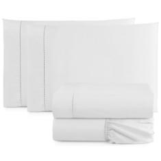 Jogo De Lençol Cama Box Queen 4 Peças Percal 400 Fios Cinza