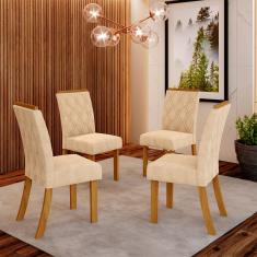 Conjunto 4 Cadeiras Estofadas Lupita Casa 812 - Nature com Linho