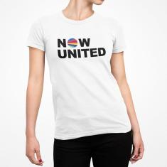 Camiseta ECF Feminina Now United Manga Curta Branca Poliester
