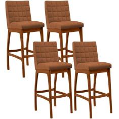 Kit 04 Banquetas Alta Para Cozinha Sala De Jantar Fixa Mila B04 Bouclê Terracota