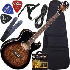 Kit Violão Eagle Eletroacústico Completo Gl36 Yellow Burst