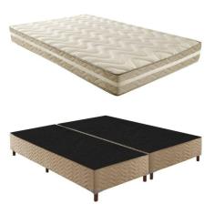 Box Queen Florença 42x158x198cm com Colchão Queen Unique D33 Plus Duoface 25x158x198cm Rustico Bege