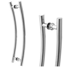 Puxador De Porta Tubular Curvo Lateral 80cm