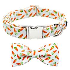 Maca Bates Coleira para cachorro ovo de Páscoa com laço/flor/gravata borboleta, coleira ajustável de trevo para cães pequenos, médios e grandes com fivela de metal