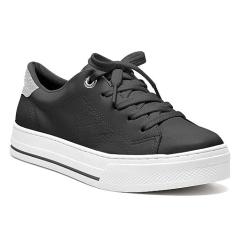 Tênis Casual Feminino Preto Prata Via Marte 23-12005-05