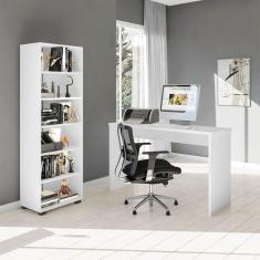 Conjunto Home Office 2 Peças 1 Estante e 1 Escrivaninha Gávea Espresso Móveis Branco
