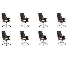 Kit 8 Cadeiras de Escritório Presidente Giratória Coimbra Pu Preto
