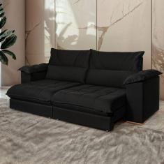 Sofá Retrátil e Reclinável 3 Lugares 230cm Italia Preto