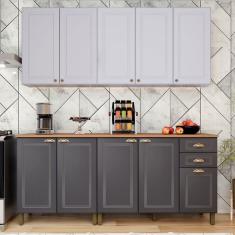 Cozinha Completa Firenze 10 Portas 2 Gavetas Branco/Cinza - Indekes