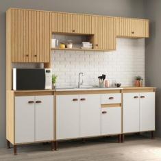 Cozinha Modulada 5 Peças sem Tampo Torino Movelbento, Mel/Off White