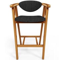 Banqueta Alta Para Cozinha Bancada Bar Sala De Jantar Fixa Cecília L02 Linho Chumbo