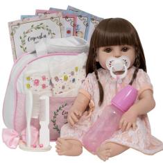 Boneca Reborn 100% Silicone Completa 20 Itens - Cegonha Reborn Dolls