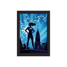 Quadro Super Heróis Geek Azul Chuva Moldura Preta 22x32cm - Quartinhos
