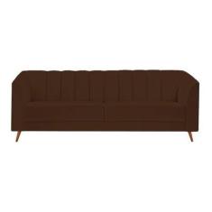 Sofá Chesterfield Luxo Camel 3 Lugares Suede Marrom - Novo Encanto