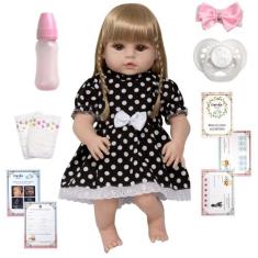 Boneca Reborn Loira 100% Silicone Gatinha Infantil + Itens - Cegonha R