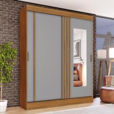 Guarda Roupa Solteiro 2 Portas Com Espelho 2 Gavetas Marcel Casa 812 N