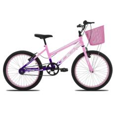 Bicicleta Infantil Feminina Aro 20 KOG com Cestinha Cor:Violeta Degrade+Branco