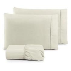 lençol king size 3 peças ponto palito percal algodão 180 fios - Lonhnh