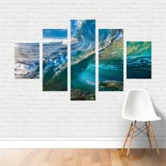 Quadro Paisagens Mar Ondas Tartaruga Marinha Algas em Canvas - Plinpli