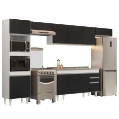 Armário de Cozinha Modulada 5 Peças CP15 Balcão com Pia Inox Branco/Preto - Lumil
