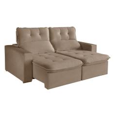 Sofá Retrátil E Reclinável 3 Lugares 200cm Beny Suede/bege
