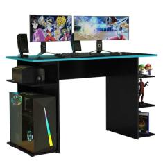 Escrivaninha Mesa para Computador Gamer Preto/azul 9424 Madesa