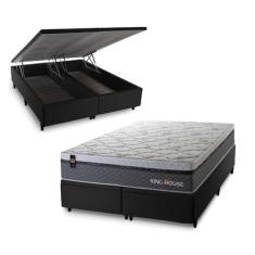 Conjunto Box Baú Benton Cinza 193x203x67 c/Molas Ensacadas