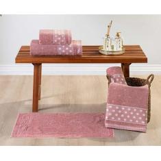 Jogo De Banho Toalhas 100% Algodão Felpuda Petit Poá 5 Peças - Bia Enx