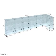 Balcão de Atendimento L Modulado em Vidro 3,00 x 1,00 x 1,00