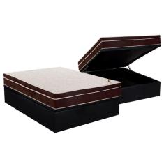 Cama Box Baú Casal: Colchão Ortopédico Ortobom Exclusive + Base Crc Courano Black(138X188)