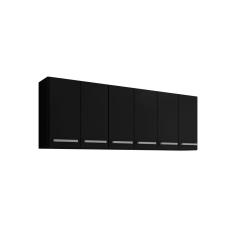 Armario De Cozinha Aereo 6 Portas Preto Maldivas Brienza Movelaria