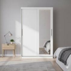 Guarda-Roupa Solteiro Bartira Paris 2 Portas de Correr com Espelho 2 Gavetas Internas MDP - 134,4cm de Largura