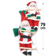 Enfeite De Natal Papai Noel Na Escada Duplo 79Cm