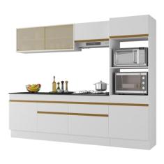 Armário de Cozinha Completa 5 peças com Rodapé Mp2181 Made Multimóveis Branco/dourado