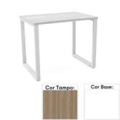 Mesa de Escritório Pé Tubular PE25 em MDP 90 x 45 cm Cor Noce Naturalle e Base Branca