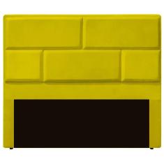 Cabeceira Casal Queen Estofada Para Cama Box Jade Veludo Cor Amarelo