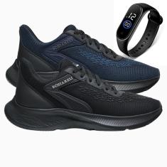 Kit 2 Tênis Masculino Esporte Academia Corrida Cadarço Treino Dia a Dia + Relógio-Masculino