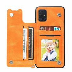 Capa de couro para Samsung Galaxy S20 FE S21 Ultra S10 Note20 Plus A21S A31 A41 A51 A71 A52 A72 A72 A12 A30 A50 A70 Capa do porta-cartão, laranja XLL MTL, para Galaxy A52