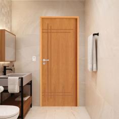 Porta Lisa Padrão Imbuia Belíssima 9 Batente Ecológico 11 Fechadura Stilo Wc 72 X 2,10 D Natural