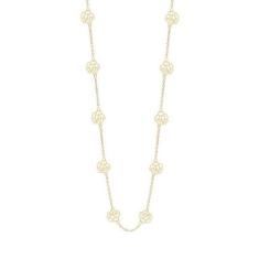 Colar Rommanel Banhado A Ouro Fio Com Flores Rosas Vazadas 531247