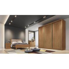 Guarda Roupa Casal 3 Portas 6 Gavetas - Logan-Cumaru - Móveis Novo Hor