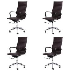 Kit 4 Cadeiras Escritório Presidente Esteirinha Rodízio Relax material