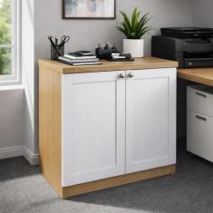 Armário para Escritório Baixo 2 Portas 100% MDF Branco - Genialflex