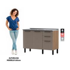 Balcão De Cozinha Sem Tampo Para Pia 120cm fumê