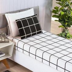 Jogo De Cama Lençol Minimalista Solteiro 02 Peças Micropercal 200 Fios Premium Preto