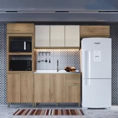 Cozinha Modulada Compacta 4 Peças 10 Portas 2 Gavetas Montreal Castani/Off-White