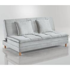 Sofá Cama Vegas 185cm Pé De Madeira Talento Móveis Cinza